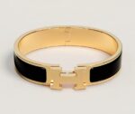 Clic H Bracelet Yellow Gold, Black Enamel