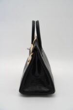 Birkin 25 Retourne Lizard Black PHW - Image 7