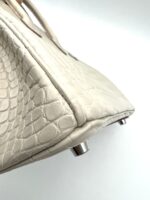 Birkin 25 Retourne Matte Alligator Beton PHW - Image 8