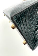 Kelly 25 Sellier Shiny Alligator Vert Cypress GHW - Image 6