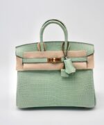 Birkin 25 Retourne Matte Porosus Crocodile Vert D'Eau GHW