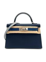 Kelly 20 Epsom Sellier Bleu Abyss / Bleu Tie / Gris Patine PHW