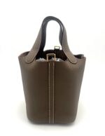 Picotin Lock 18 Taurillon Clemence Etoupe GHW