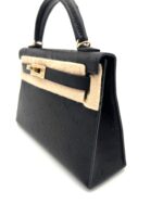 Kelly 20 Sellier Ostrich Black Permabrass - Image 7