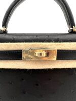 Kelly 20 Sellier Ostrich Black Permabrass - Image 3