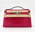 Kelly Pochette Shiny Alligator Rose Mexico PHW