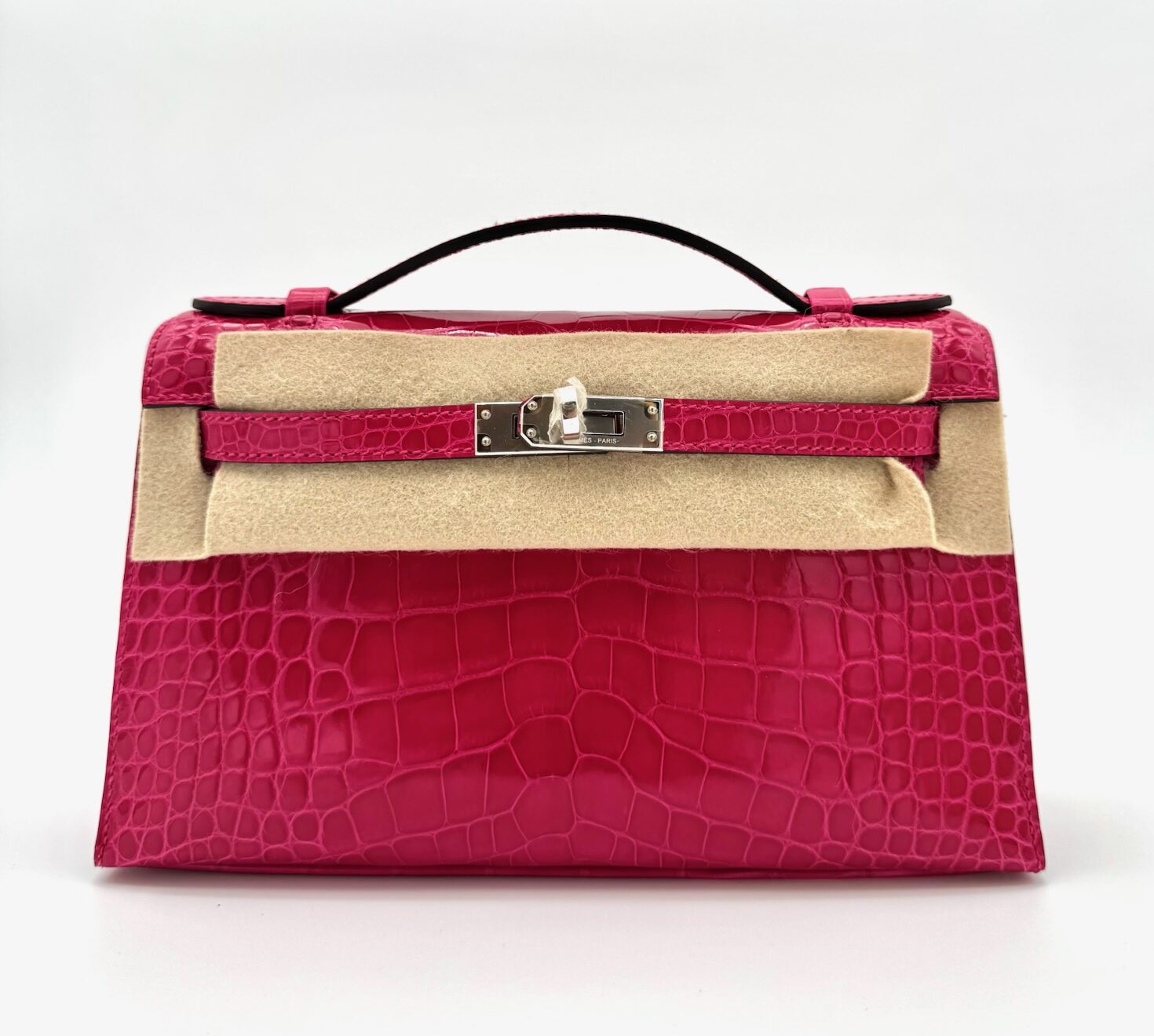 IMG_3712 Kelly Pochette Shiny Alligator Rose Mexico PHW - Image 1