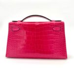 Kelly Pochette Shiny Alligator Rose Mexico PHW - Image 2