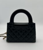 Nano Kelly Shopping Bag Shiny Aged Calfskin Black - Image 5