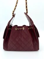 Small 25 Handbag Grained Calfskin Burgundy - Image 4