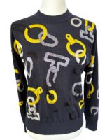 Effet Kaleidoscope Long Sleeve Sweater Bleu Noir Size 36