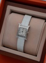 Heure H Watch 25MM Diamond-Set Steel Alligator Bleu Brume