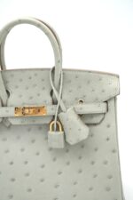 Birkin 25 Retourne Ostrich Gris Perle GHW - Image 4