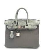 Birkin 25 Togo Gris Meyer & Gris Cement Matte Alligator Touch PHW