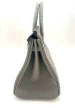 Birkin 25 Togo Gris Meyer & Gris Cement Matte Alligator Touch PHW - Image 3