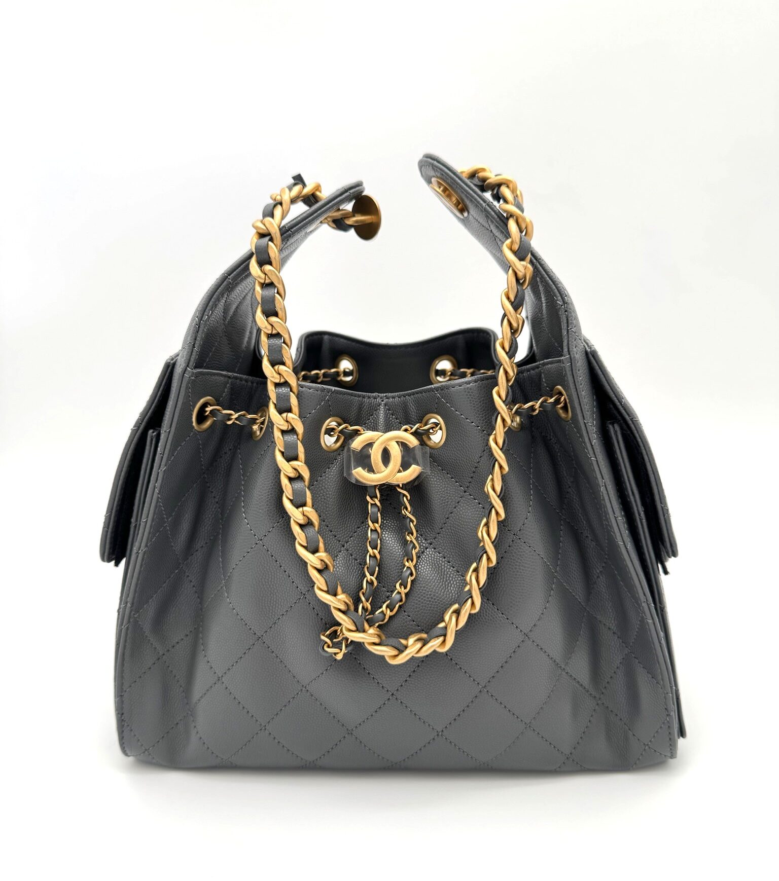 HB00124_01 Small 25 Handbag Grained Calfskin Dark Grey - Image 1