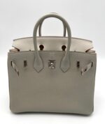 Birkin 25 Togo Gris Perle / Nata Verso PHW - Image 3