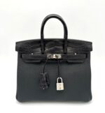 Birkin 25 Togo Black Matte Alligator Touch PHW