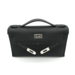 Kelly Pochette Special Order HSS Swift Black / Gris Perle PHW - Image 5