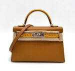 Kelly 20 Epsom Sellier Sesame Shiny Alligator Touch Jaune Ambre PHW