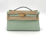 Kelly Pochette Matte Alligator Vert D'eau GHW
