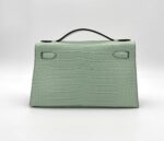 Kelly Pochette Matte Alligator Vert D'eau GHW - Image 2