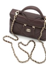 Caviar Quilted Slim Vanity Bag Dark Brown GHW - Image 5