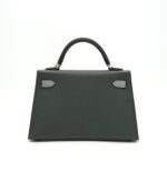 Kelly 20 Epsom Sellier Tricolor Vert Mangrove / Gris Patine / Black Permabrass - Image 2