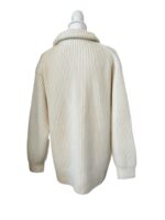 Wool Knit Cardigan with H Leather Pockets White Size 38 - Image 2
