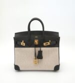 Birkin 25 Swift Bai Brun Canvas Ecru Beige GHW - Image 2