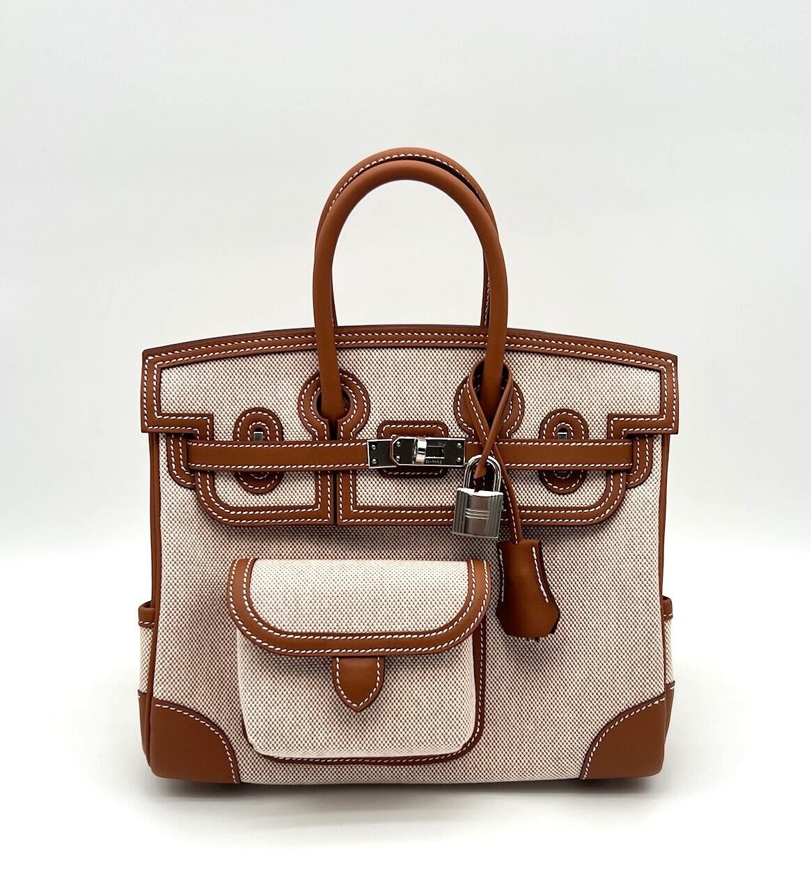 HB00169_01 Birkin 25 Cargo Ecru Beige Toile / Gold Swift PHW Limited Edition - Image 1
