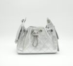 Mini 25 Handbag Metallic Grained Calfskin Silver