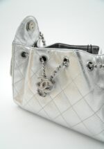 Mini 25 Handbag Metallic Grained Calfskin Silver - Image 3