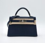 Kelly 20 Chevre Mysore Sellier Verso Navy Blue / Bleu Zellige PHW