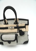 Birkin 25 Cargo Ecru Toile / Noir Swift PHW Limited Edition - Image 4