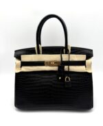 Birkin 30 Matte Porosus Crocodile Black GHW