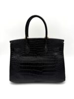 Birkin 30 Matte Porosus Crocodile Black GHW - Image 2