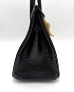 Birkin 30 Matte Porosus Crocodile Black GHW - Image 4