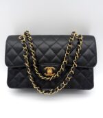 Caviar Quilted Small Double Flap Bag Black GHW