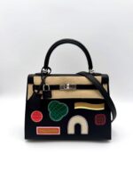 Kelly 25 Sellier Broderie Colla Swift / Alligator Black PHW