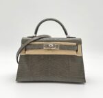 Kelly 20 Sellier Shiny Niloticus Lizard Gris Foncé PHW