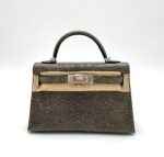 Kelly 20 Sellier Shiny Niloticus Lizard Gris Foncé PHW - Image 3