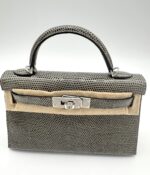 Kelly 20 Sellier Shiny Niloticus Lizard Gris Foncé PHW - Image 4