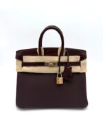 Birkin 25 Togo Rouge Sellier Matte Alligator Touch Permabrass