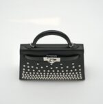 Kelly 20 Clouté Box Leather Black PHW - Image 6