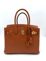 Birkin 30 Retourne Ostrich Cognac GHW - Image 3