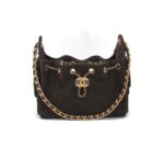 Mini 25 Handbag Suede Dark Brown GHW