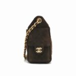 Mini 25 Handbag Suede Dark Brown GHW - Image 4