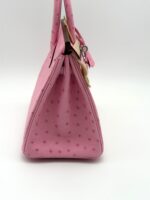 Birkin 25 Retourne Ostrich Bubblegum PHW - Image 4