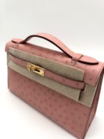 Kelly Pochette Ostrich Terre Cuite GHW - Image 4